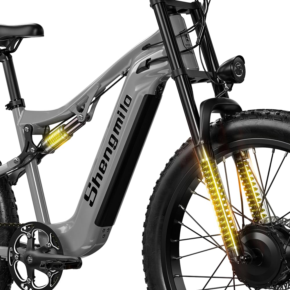 S600 Full Suspension Adult Electric Mountain Bike 17.5AH, Fat Tyre 26 Inch Dual Motor Ebike, Electrically Assisted Hybrid Bike