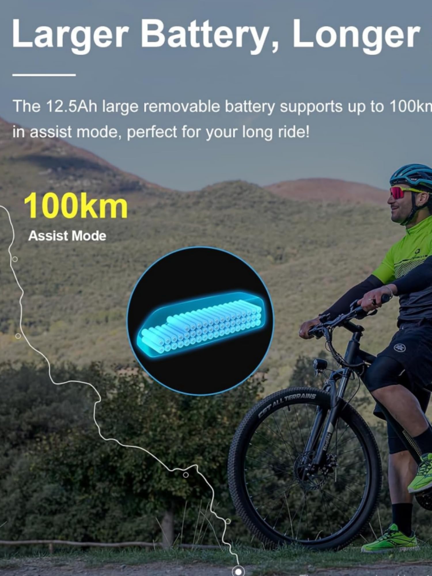 29″ Electric Mountain Bike for Adults, 12.5 Ah Removable Battery, LCD Display, Dual Disc Brakes, 21-Speed Commuter E-Bike