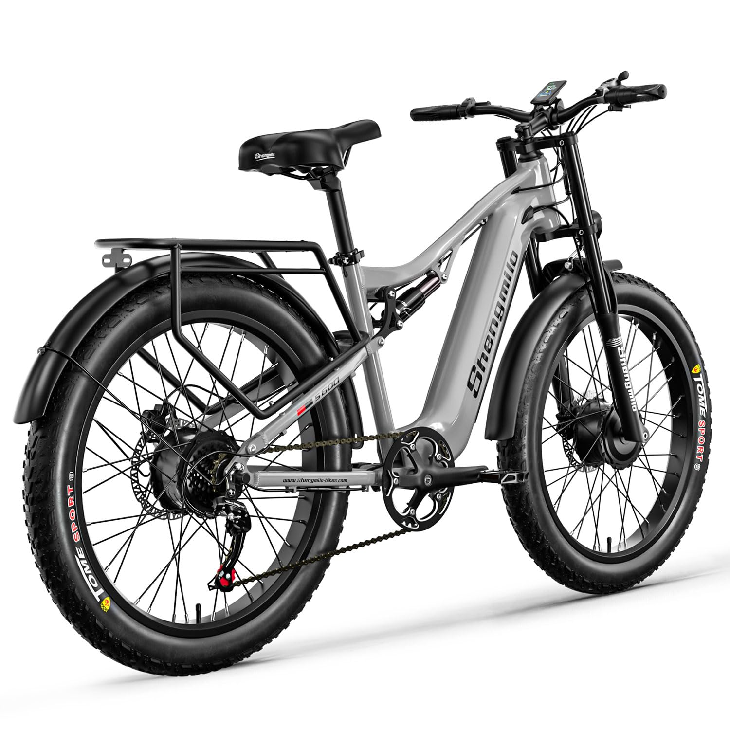 S600 Full Suspension Adult Electric Mountain Bike 17.5AH, Fat Tyre 26 Inch Dual Motor Ebike, Electrically Assisted Hybrid Bike