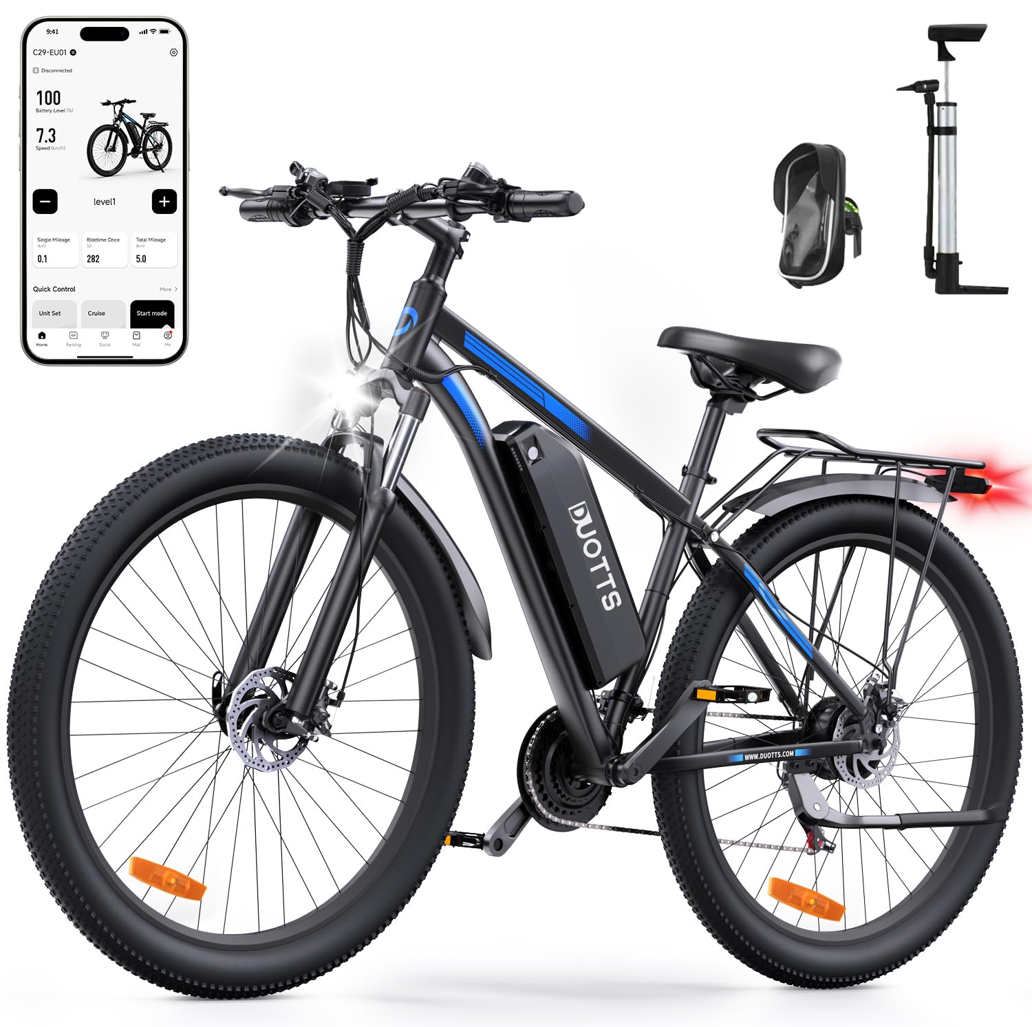 29″ Electric Mountain Bike for Adults, 48 V 15 Ah Removable Battery, 250 W Motor, LCD Display, 21-Speed Commuter E-Bike