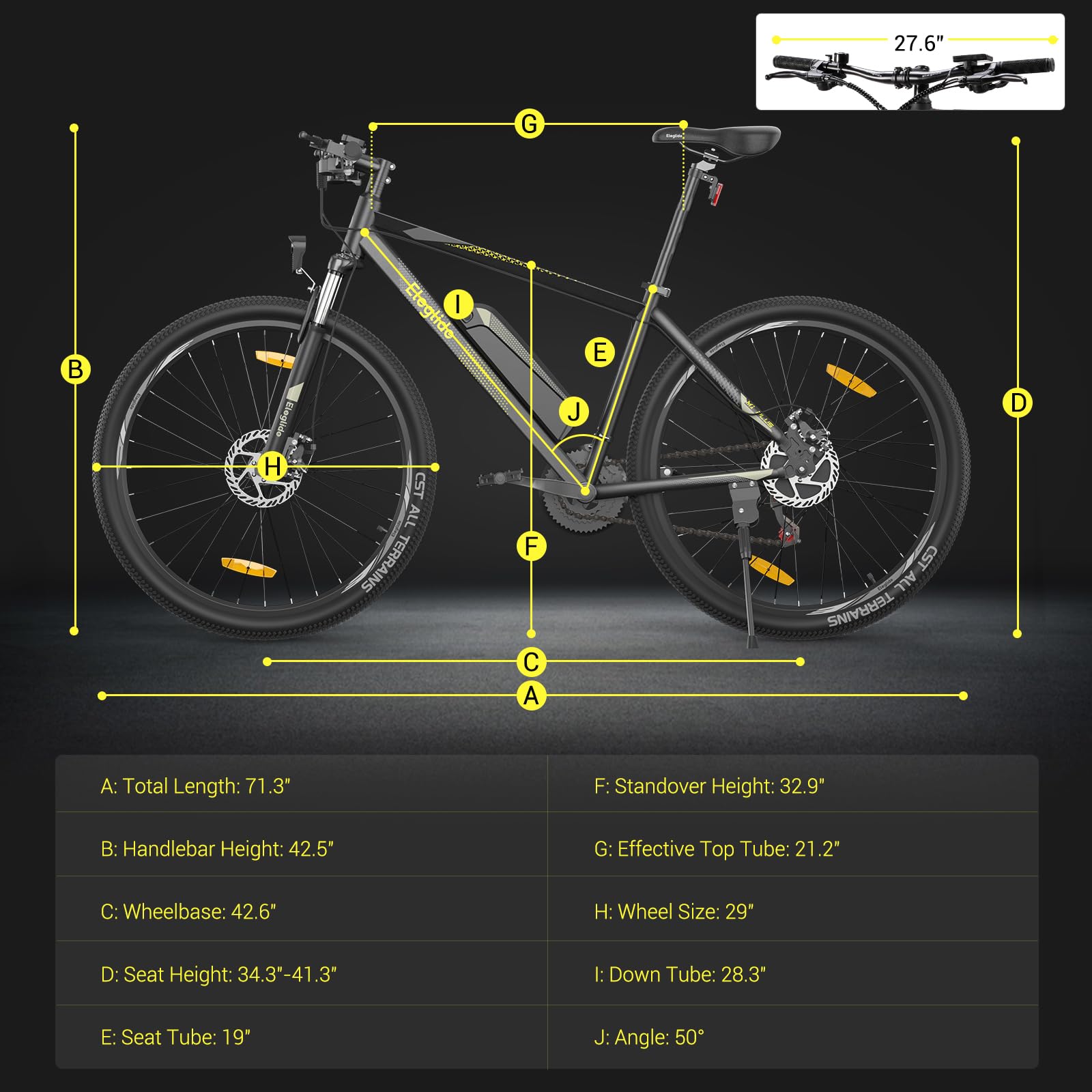 29″ Electric Mountain Bike for Adults, 12.5 Ah Removable Battery, LCD Display, Dual Disc Brakes, 21-Speed Commuter E-Bike