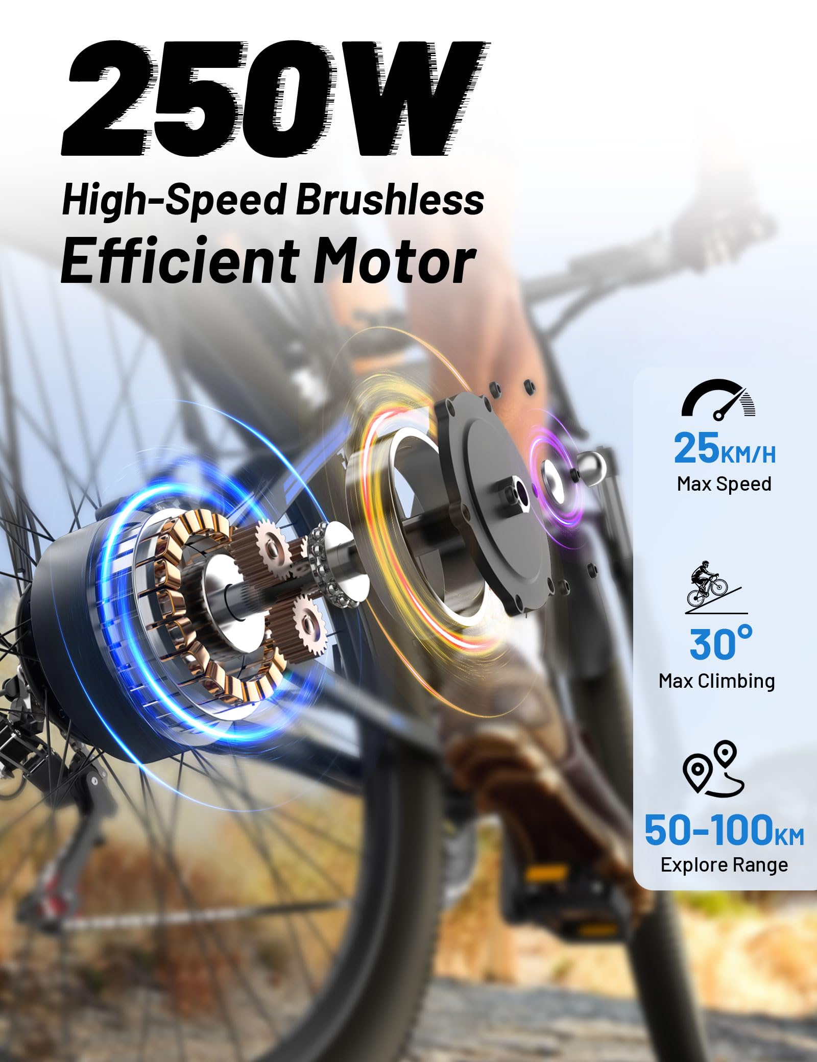 29″ Electric Mountain Bike for Adults, 48 V 15 Ah Removable Battery, 250 W Motor, LCD Display, 21-Speed Commuter E-Bike