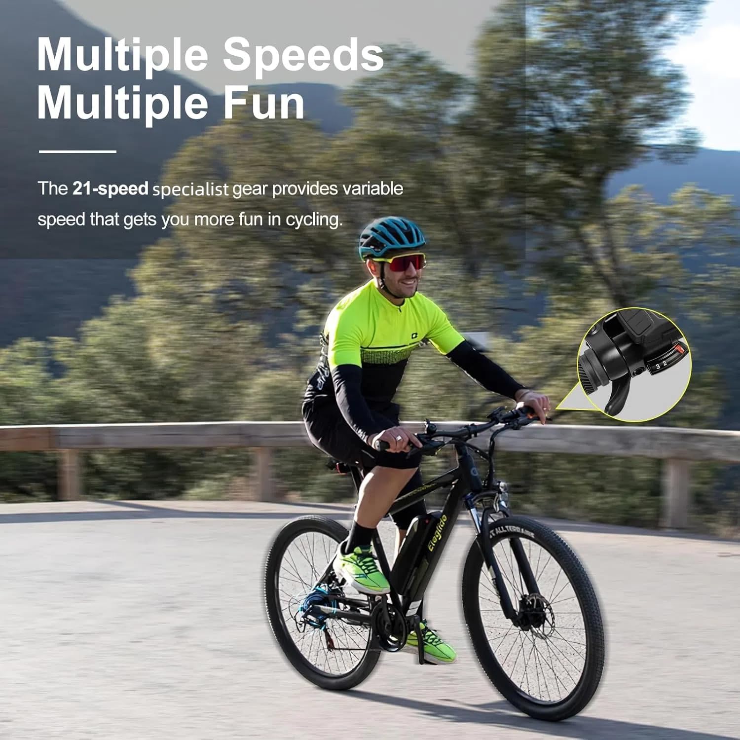 29″ Electric Mountain Bike for Adults, 12.5 Ah Removable Battery, LCD Display, Dual Disc Brakes, 21-Speed Commuter E-Bike