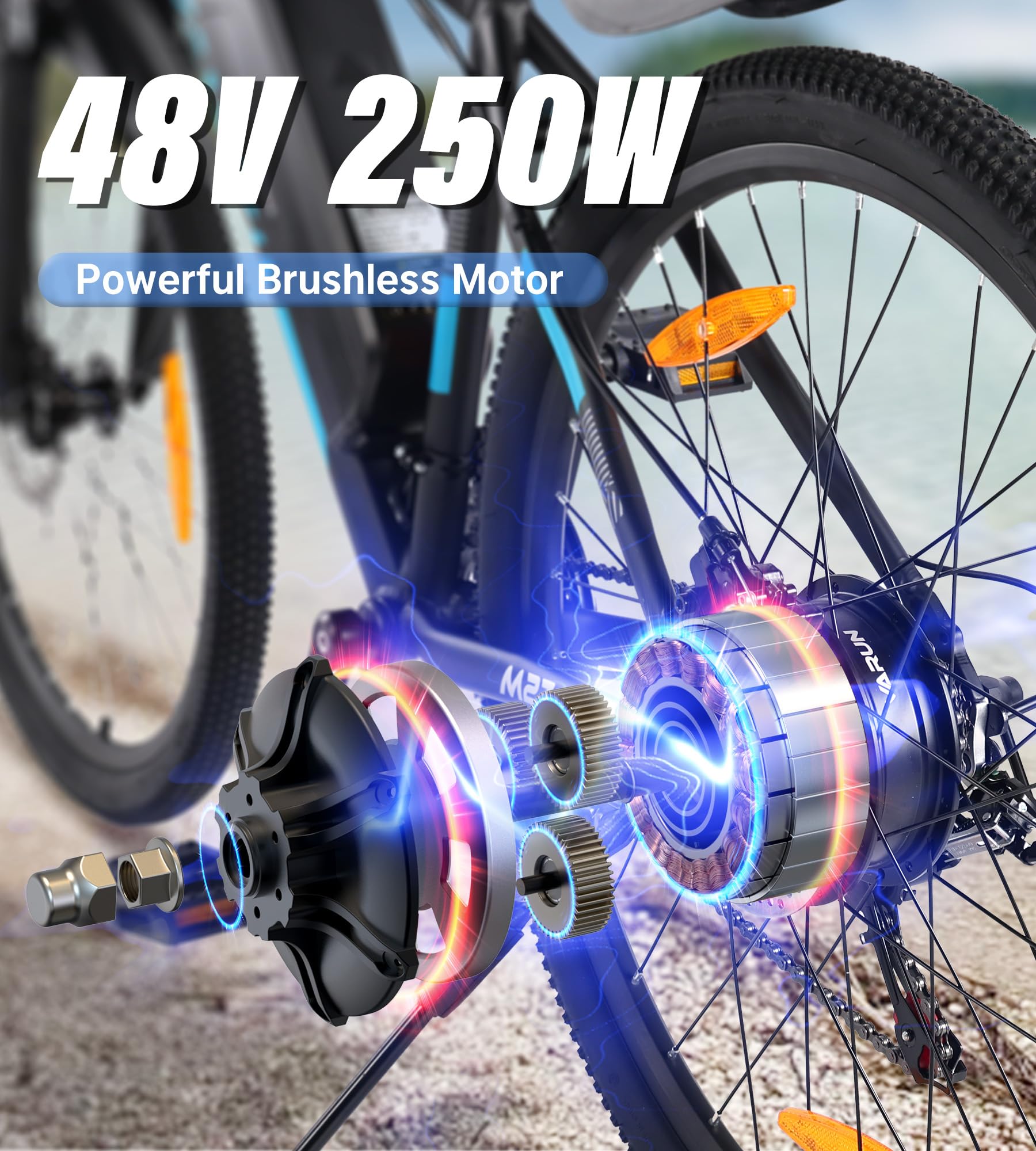 27.5″ Electric Mountain Bike for Adults, 48 V 13 Ah Battery, 250 W Motor, LCD Display, 21-Speed, Up to 100 KM Range